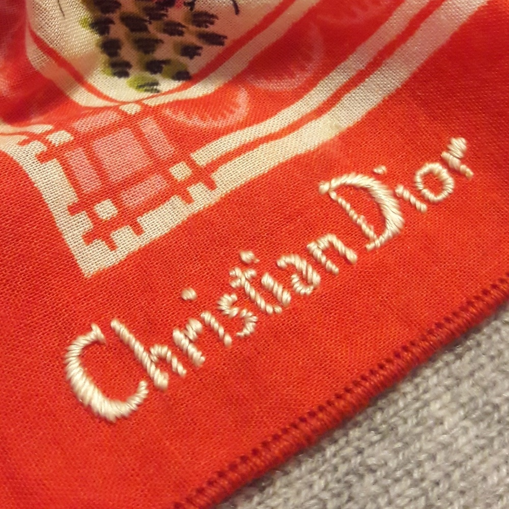 Vintage Christian Dior Scarf with Onyx earring